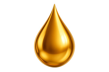 Golden Oil Drop Isolated on Transparent Background