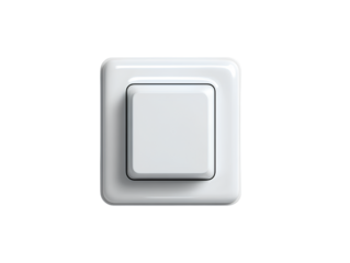 Front view white light switch icon isolated on transparent background PNG.