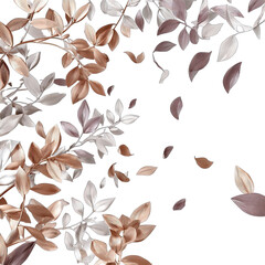 Autumnal leaves in muted tones, falling