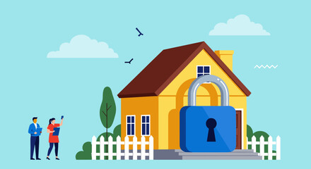 Home Security Protection Lock Safety Concept.