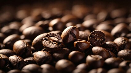 Macro Close-Up of Roasted Coffee Beans &ndash; Food Texture Stock Photo