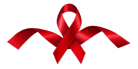 Red ribbon on the background. Pink ribbon. symbol of the fight against AIDS. Popular image for designers. Health, life, culture, medicine.