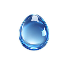Blue water drop, glossy, isolated