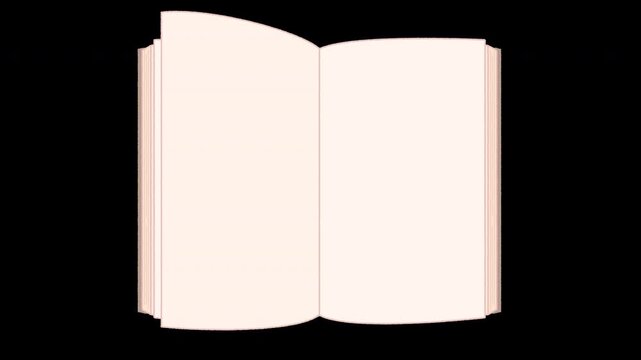 Colorful open book page turning animation set, alpha channel