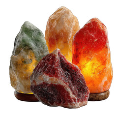 Colorful Himalayan salt lamps, various shades