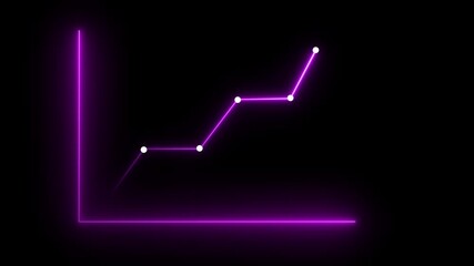 Neon Pink color business graph growth concept animation. Business growth concept of graph chart showing growth. Market Recovery Concept . Financial Growing Business
