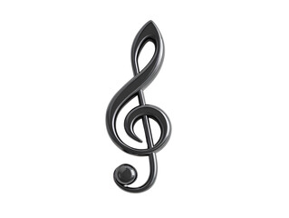 Top-down view elegant black treble clef isolated on transparent background.png
