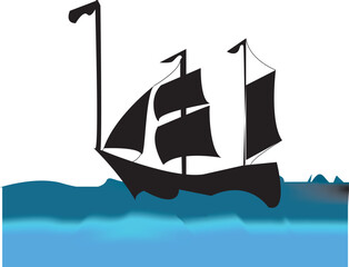 Sailing ship Silhouette, Pirate ship