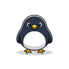 Cute and chubby cartoon baby penguin character standing with a happy expression.