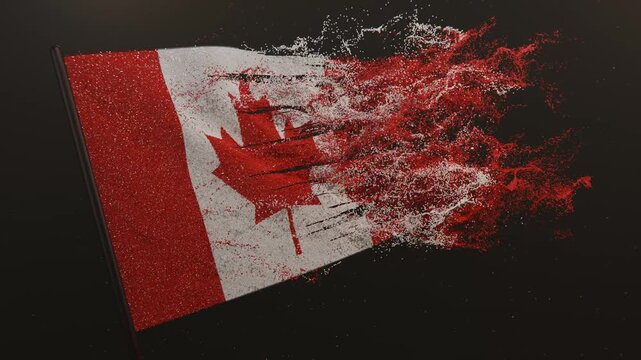 Particle flag animation of Canada. The Dominion of Canada flag animation. Waving flag video of Canada