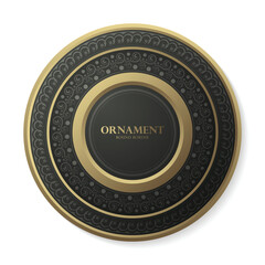 Elegant Golden Round Ornament Frame with Decorative Swirls and Border