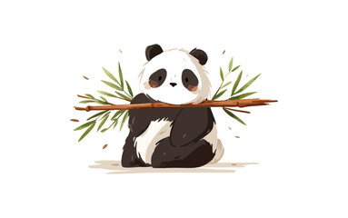 Obraz premium Cute panda with bamboo