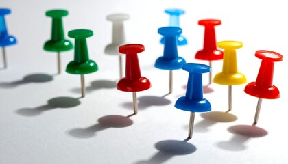 Colorful pushpins in a row