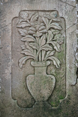 Chongqing, China, Stone-Carved Potted Flowers.