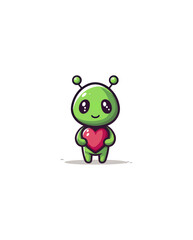 Cute alien holding a heart