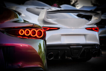 Car brake lights at a car show