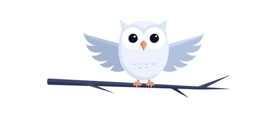 Obraz premium Cute cartoon owl perched on branch