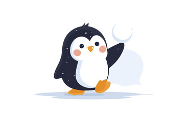 Fototapeta premium Cute penguin holding a crescent moon