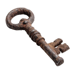 Antique iron key, rusty and worn