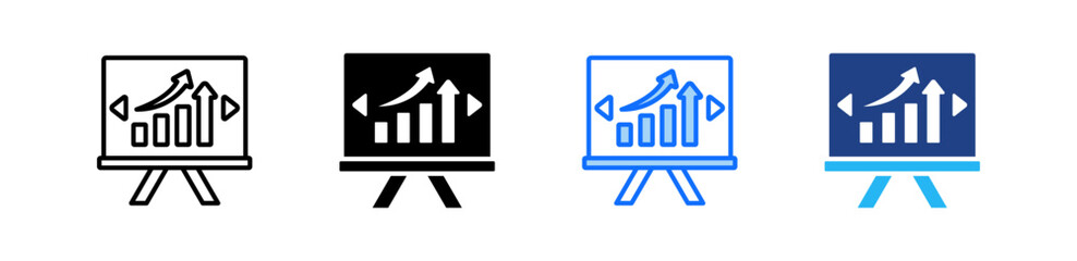 Presentation Slide Icon Set Multiple Style Collection