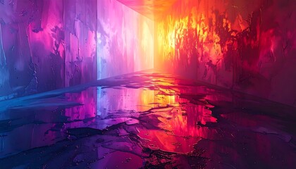 Vibrant, abstract tunnel with reflections
