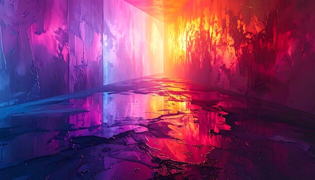 Vibrant, abstract tunnel with reflections