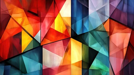 Abstract Geometric Color Canvas: Vibrant Hues and Interlocking Shapes