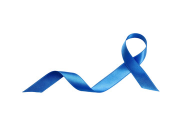 Blue ribbon for prostate cancer support, isolated on white, PNG