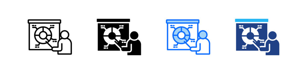 Illustrated Presentation Icon Set Multiple Style Collection