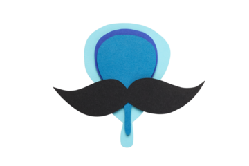 Prostate cancer mustache and ribbon, isolated on white, PNG