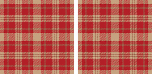 Seamless red color check pattern. Repeating patern plaid. Checkered design for prints. Repeated tartan fabric. Vector scottish fabriс. Ekose texture. Madras flannel. Checker line. Stripe gingham