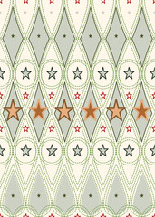 Retro Geometric Star Pattern in Green and Brown