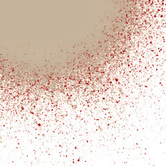 Abstract art with a vibrant red paint stain pattern resembling blood cells and a red wine glass splash