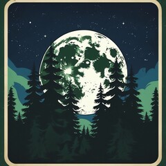 Mystical Forest Moonlit Night Underneath the Starry Sky Canvas Art