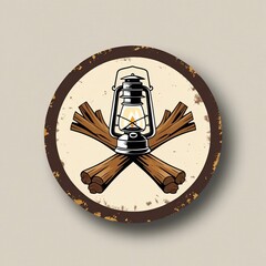 Vintage Camping Emblem Rustic Lantern and Wood a Nostalgic Adventure