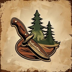A Classic Camping Knife Scene Evoking Wilderness and Adventure