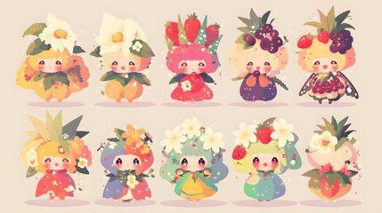 Obraz premium set of cute chibi characters