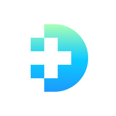 Obraz premium Letter D plus medical negative space logo
