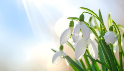 Fototapeta premium Delicate snowdrops in sunlight