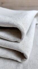 Macro photo of recycled organic cotton fabric with detailed weave in eco futurism style soft natural light ultra high resolution.