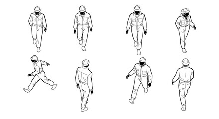 workers wearing hardhats walking illustrating teamwork and safety compliance for construction and industrial projects emphasizing labor and protection