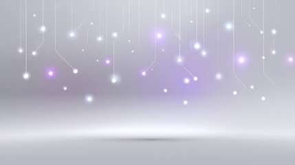 Clean white to lavender-grey gradient with synaptic pulse lines, glowing data relays, and floating quantum dots, biotech-inspired minimalism