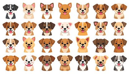 Cute cartoon dog faces