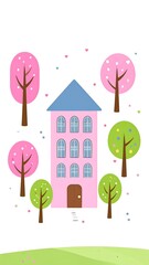 Cute house in a spring scene