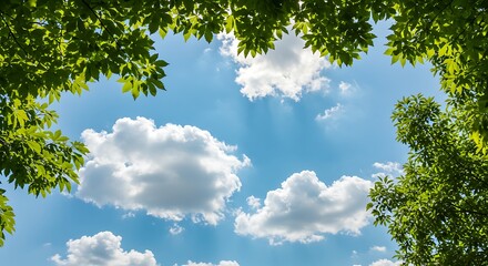 Obraz premium Sky through lush greenery