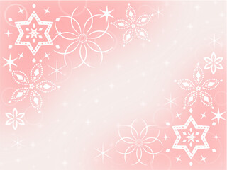 クリスマスフラワー背景　薄赤色のコーナーフレーム