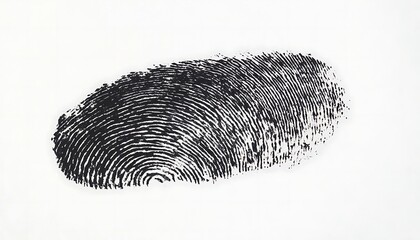 Black Ink Fingerprint Mark on White Background for Security and Identity Concepts