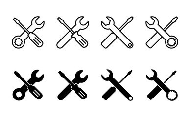 Repair tools icon set. tool icon vector. setting icon vector. Wrench and screwdriver. support, Service