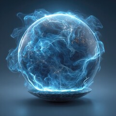 Earth sphere, glowing, energy, swirling