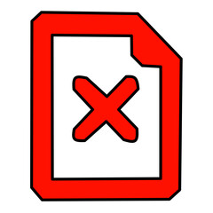 Obraz premium Red Rejected Document Icon - File Cancel Symbol
